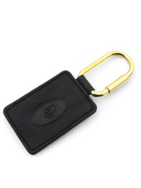 Dior Black Leather Key Fob with Gold Carabiner